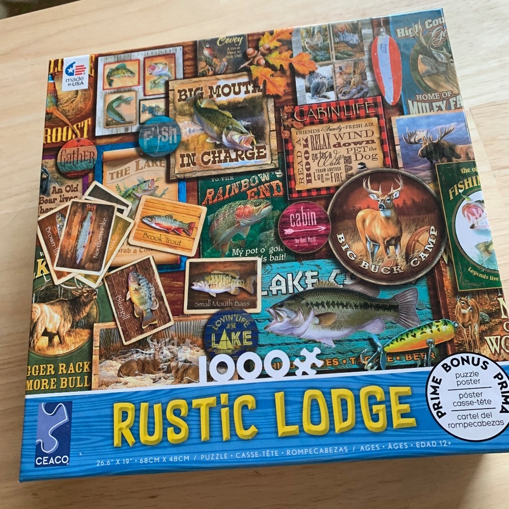 CEACO Rustic Lodge 1000-Piece Puzzle – Complete – Cabin & Fishing Theme